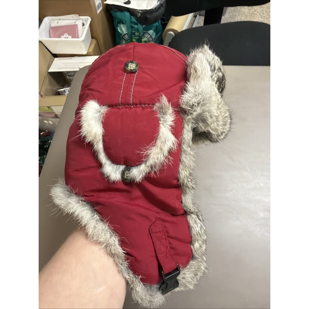 Mad Bomber Winter Trapper Hat Rabbit Fur Red Warm Size S